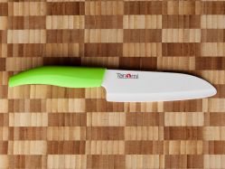 Керамический кухонный нож шеф Tanomi 140мм /прозрачная упаковка (зелёная рукоять) - вид 1 миниатюра
